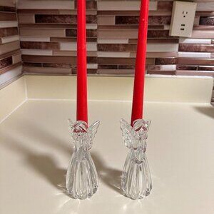 Holiday Traditions Crystal Angel Candle Holders set of 2